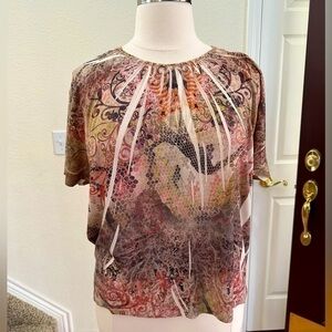 Style & Co. size XL, abstract, top. Multi color. Lace back, tiny gems neckline.